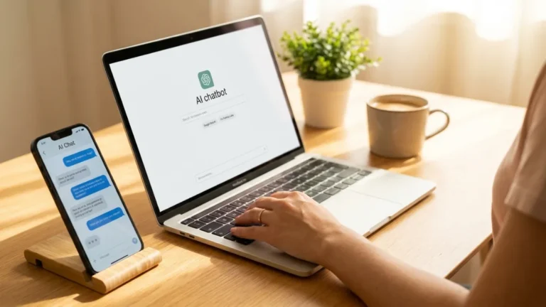 Claude o ChatGPT a confronto sullo schermo di un laptop e di uno smartphone su una scrivania