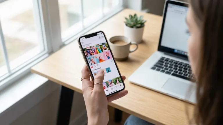 Donna gestisce la pubblicita con l’AI di Meta dallo smartphone