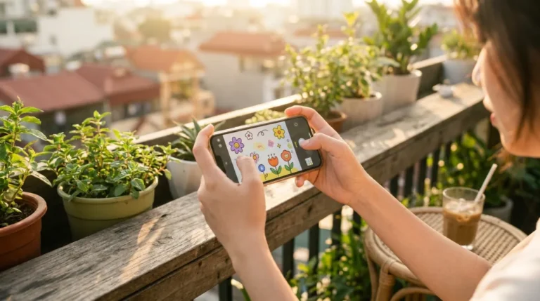 Mani femminili giocano su smartphone con un mini gioco creato con l'app Meta Pocket